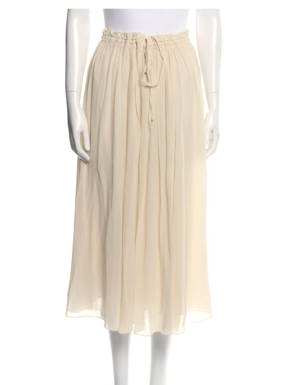 Forte Forte Silk Soft Cream Midi Skirt with Drawstring Waist size s